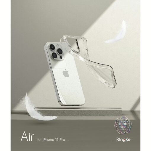 Ringke รุ่น Air - เคส iPhone 15 Pro - สี Glitter Clear - Image 5