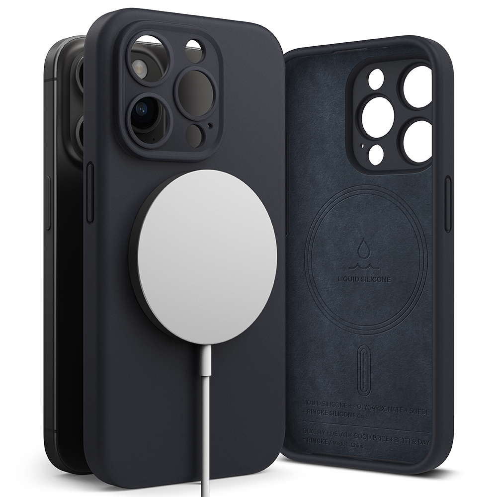 Ringke รุ่น Silicone Magnetic - เคส iPhone 15 Pro - สี Deep Blue