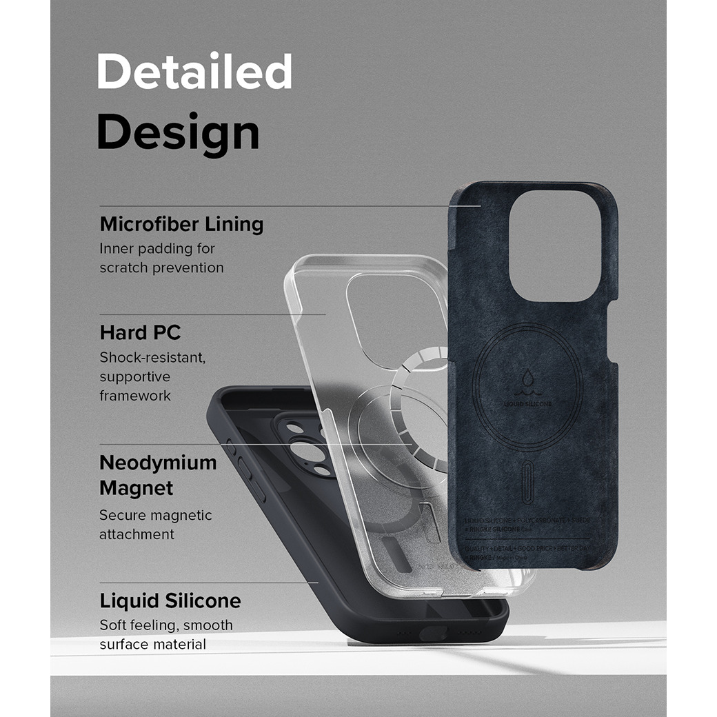 Ringke รุ่น Silicone Magnetic - เคส iPhone 15 Pro - สี Deep Blue