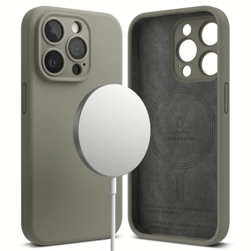 Ringke รุ่น Silicone Magnetic - เคส iPhone 15 Pro - สี Gray - Image 3