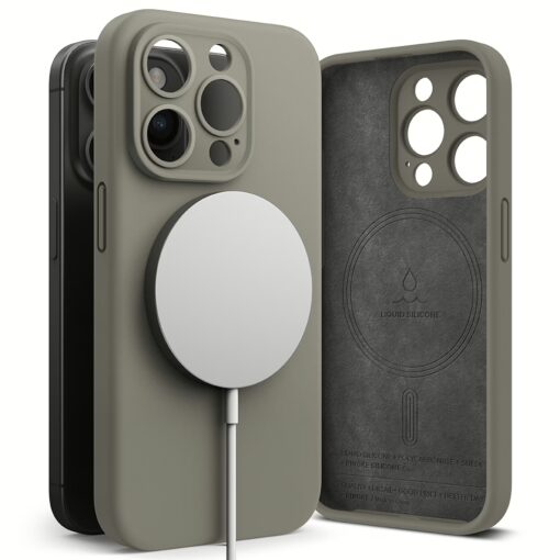 Ringke รุ่น Silicone Magnetic - เคส iPhone 15 Pro - สี Gray - Image 2