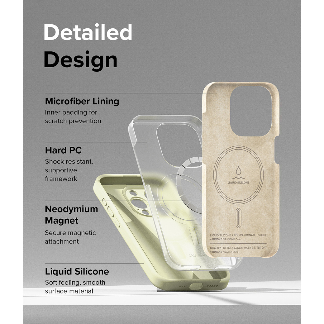Ringke รุ่น Silicone Magnetic - เคส iPhone 15 Pro - สี Sunny Lime