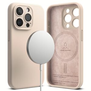 Ringke รุ่น Silicone Magnetic - เคส iPhone 15 Pro - สี Pink Sand