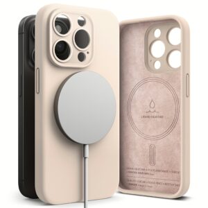 Ringke รุ่น Silicone Magnetic - เคส iPhone 15 Pro - สี Pink Sand