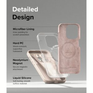 Ringke รุ่น Silicone Magnetic - เคส iPhone 15 Pro - สี Pink Sand