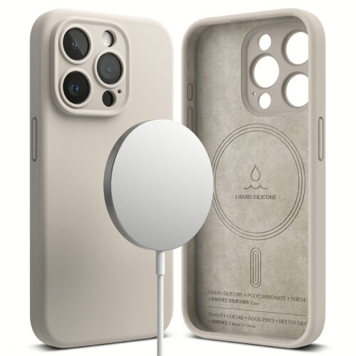 Ringke รุ่น Silicone Magnetic - เคส iPhone 15 Pro - สี Stone - Image 3