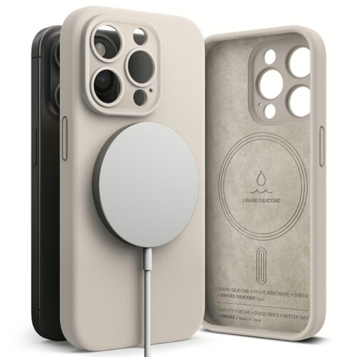 Ringke รุ่น Silicone Magnetic - เคส iPhone 15 Pro - สี Stone - Image 2