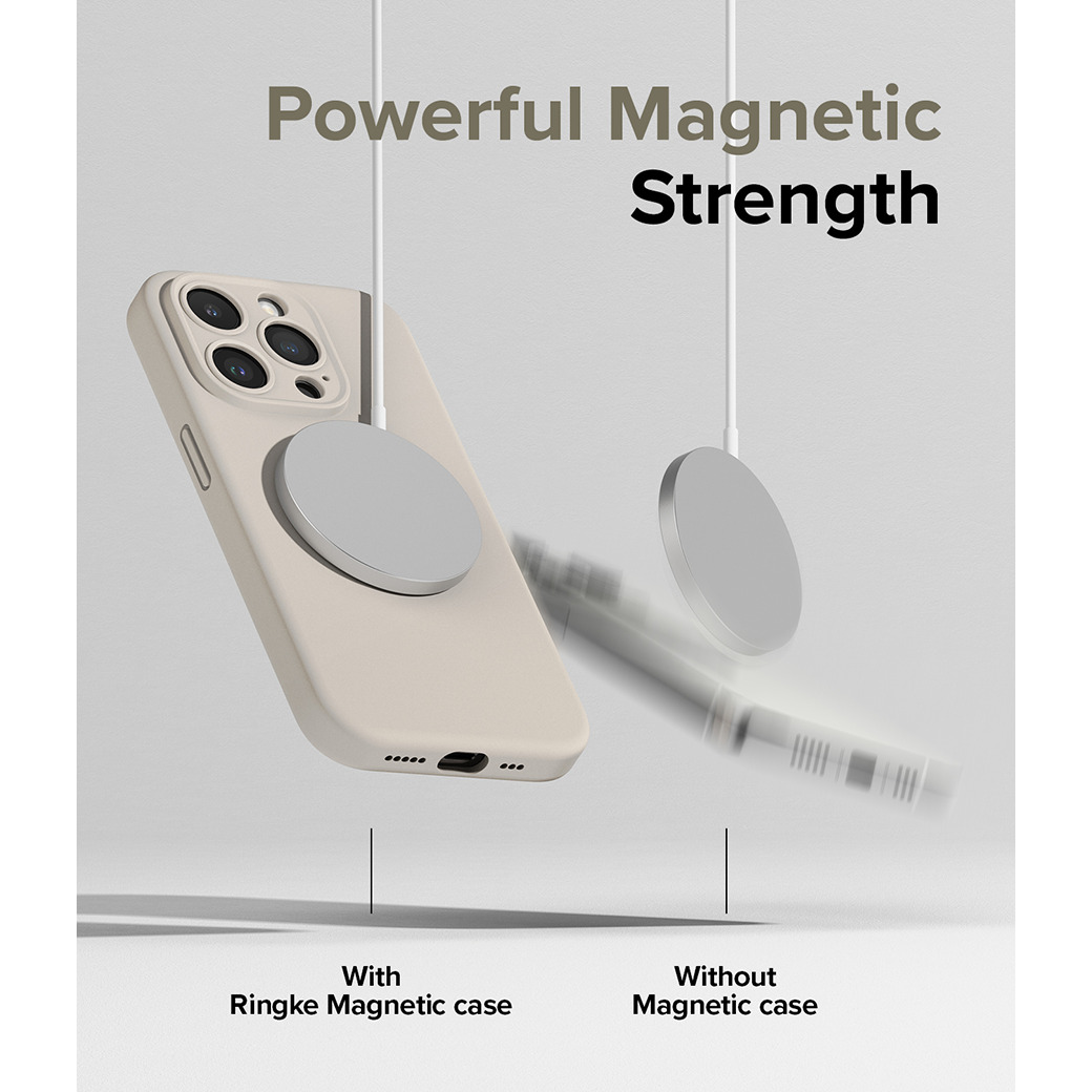 Ringke รุ่น Silicone Magnetic - เคส iPhone 15 Pro - สี Stone