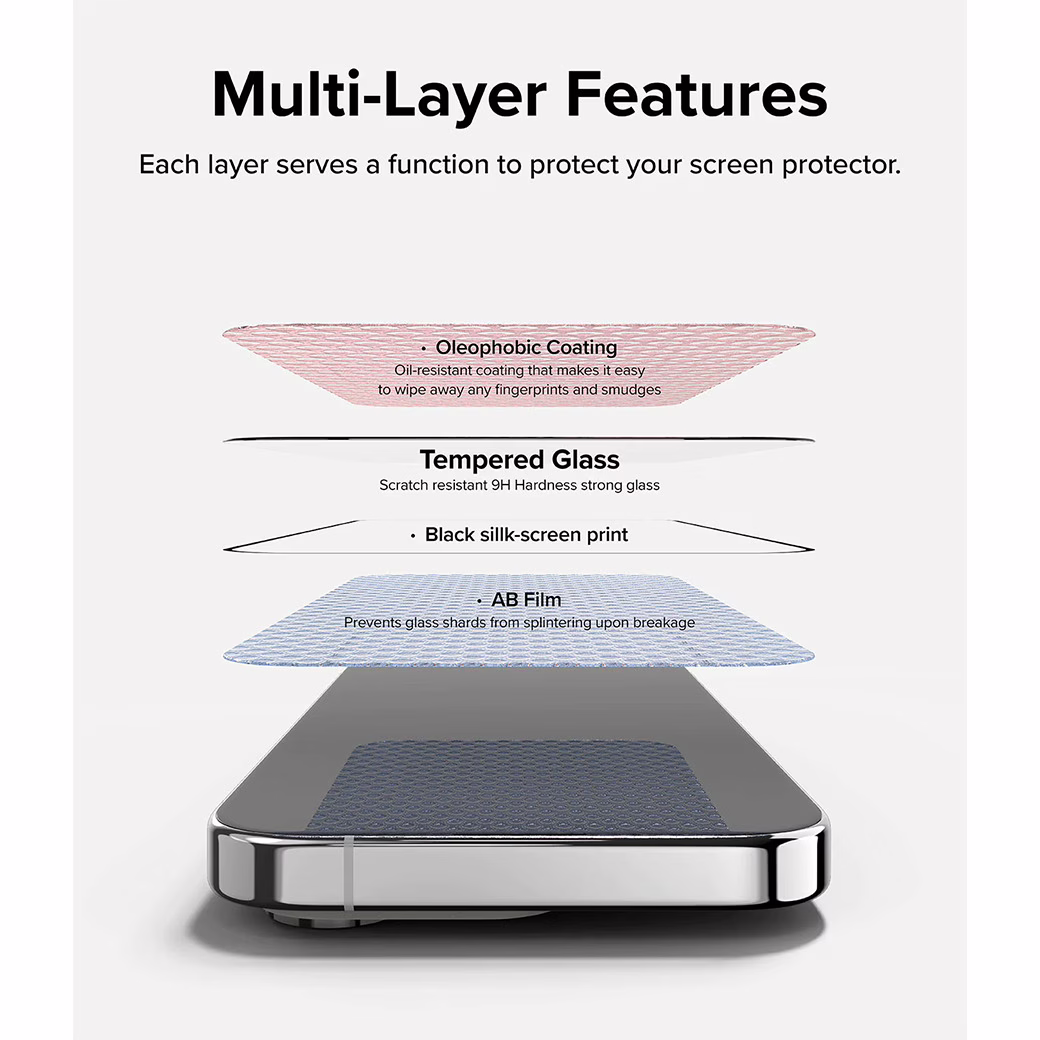Ringke รุ่น Screen Protector Tempered Glass - ฟิล์มกระจก iPhone 15 Pro
