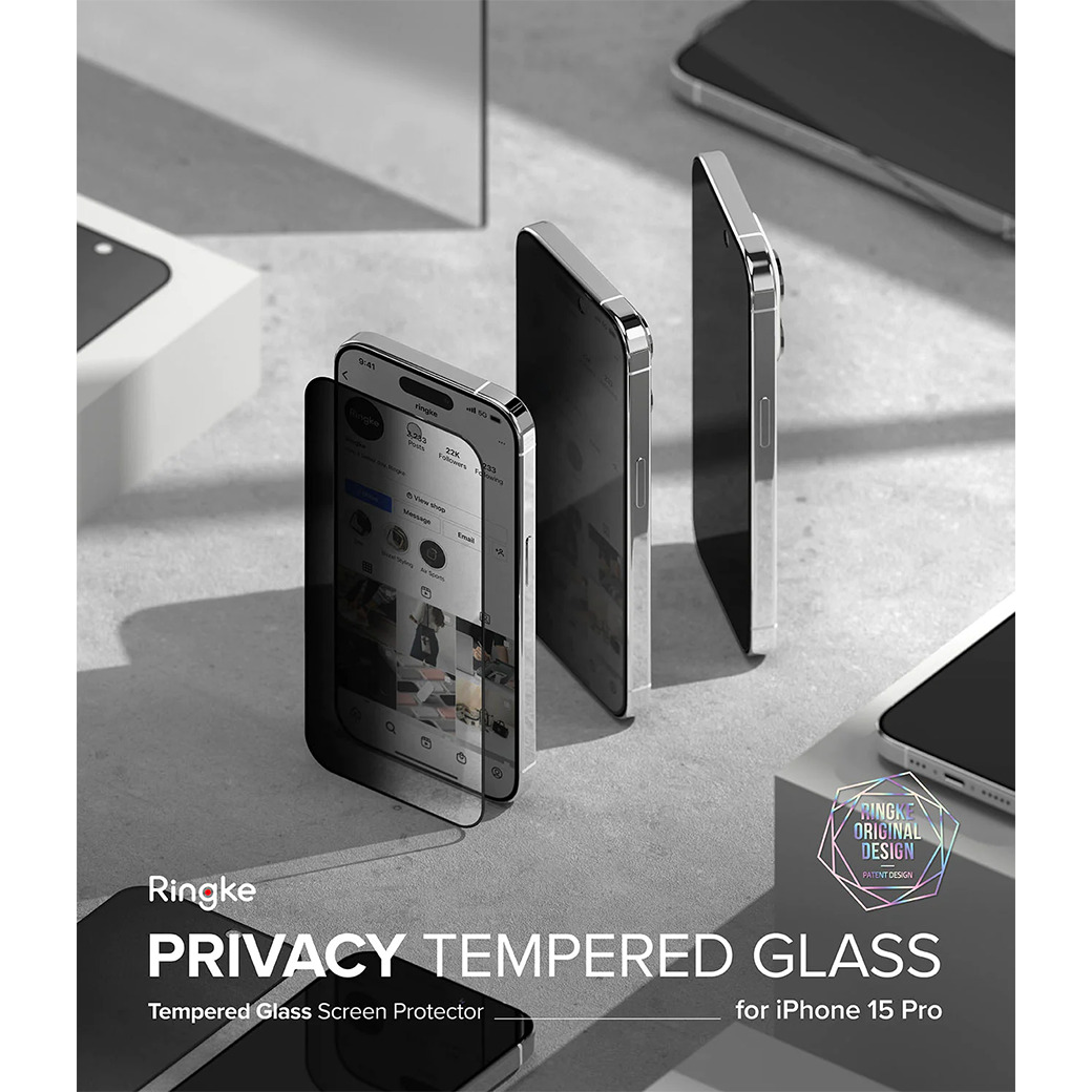 Ringke รุ่น Privacy Tempered Glass - ฟิล์มกระจก iPhone 15 Pro