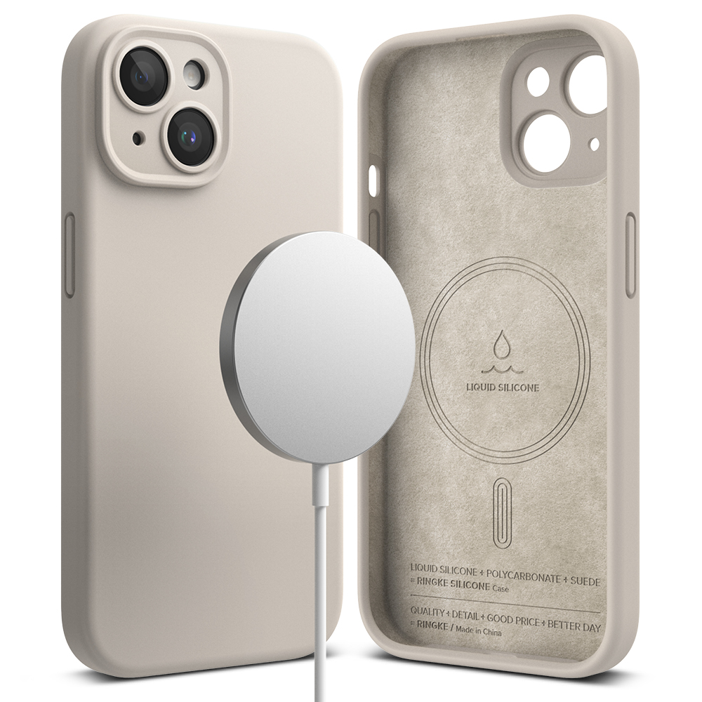 Ringke รุ่น Silicone Magnetic - เคส iPhone 15 Plus - สี Stone