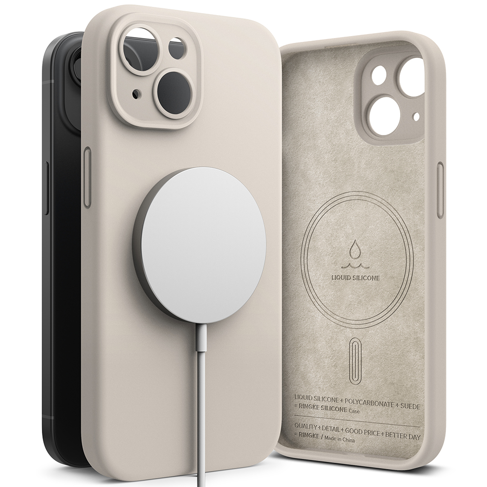 Ringke รุ่น Silicone Magnetic - เคส iPhone 15 Plus - สี Stone