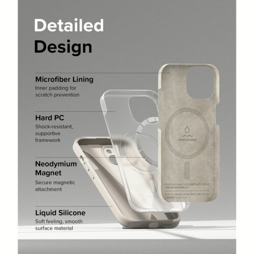 Ringke รุ่น Silicone Magnetic - เคส iPhone 15 Plus - สี Stone - Image 11
