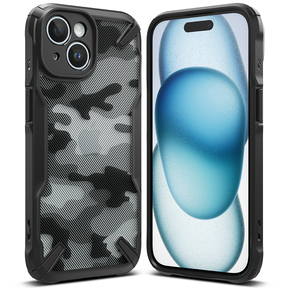 Ringke รุ่น Fusion X - เคส iPhone 15 Plus - สี Camo Black 28 Ringke รุ่น Fusion X - เคส iPhone 15 Plus - สี Camo Black