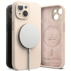 Ringke รุ่น Silicone Magnetic - เคส iPhone 15 - สี Pink Sand