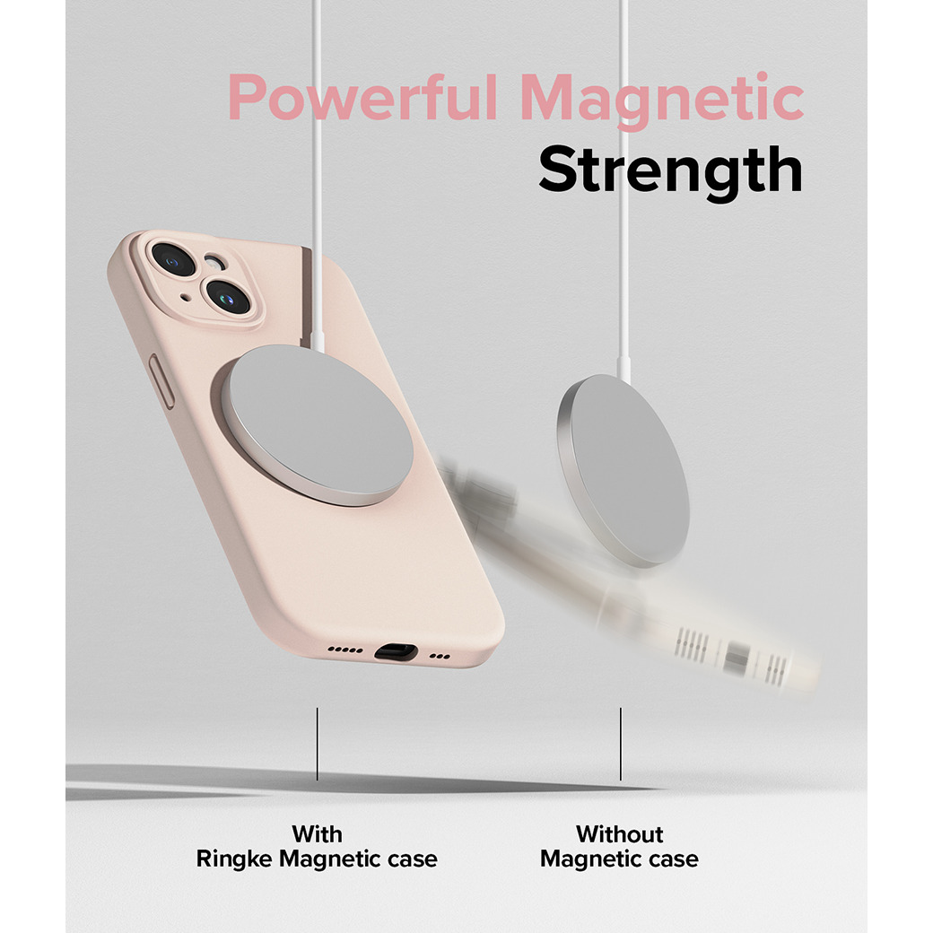 Ringke รุ่น Silicone Magnetic - เคส iPhone 15 - สี Pink Sand