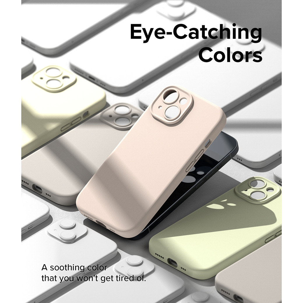 Ringke รุ่น Silicone Magnetic - เคส iPhone 15 - สี Pink Sand