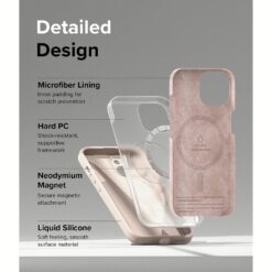 Ringke รุ่น Silicone Magnetic - เคส iPhone 15 - สี Pink Sand