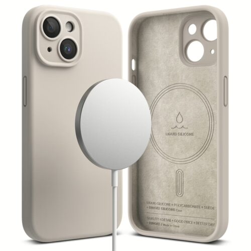 Ringke รุ่น Silicone Magnetic - เคส iPhone 15 - สี Stone - Image 2