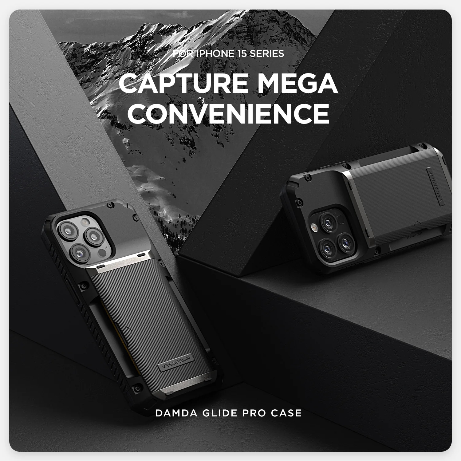 VRS รุ่น Damda Glide Pro - เคส iPhone 15 Pro Max - สี Black Groove