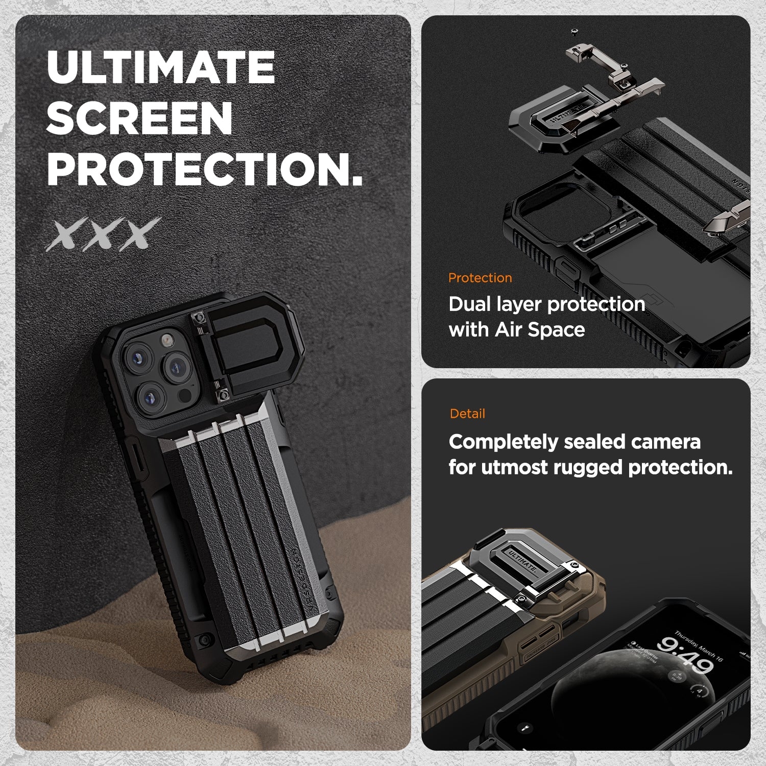 VRS รุ่น Damda Glide Ultimate - เคส iPhone 15 Pro Max - สี Black