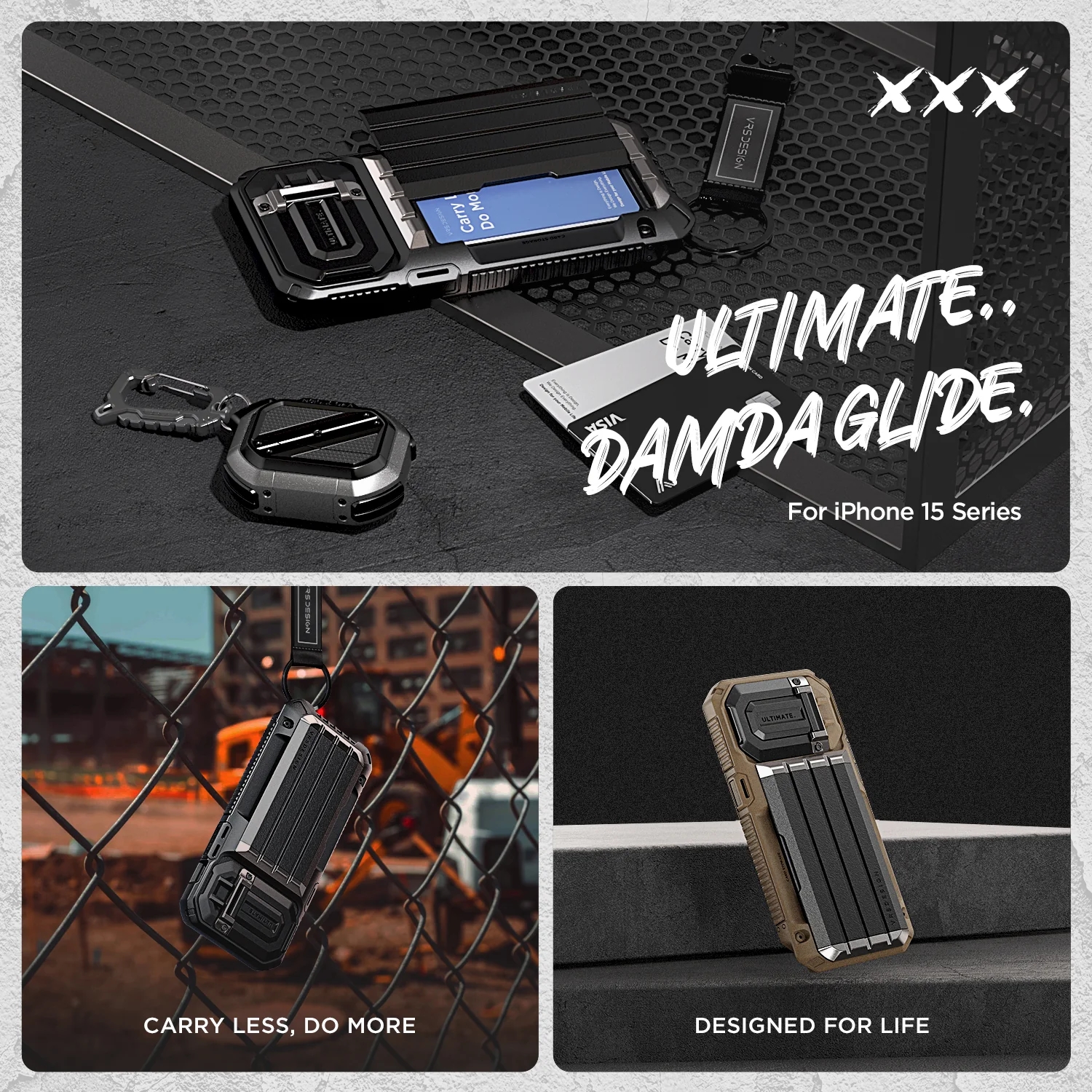 VRS รุ่น Damda Glide Ultimate - เคส iPhone 15 Pro - สี Black