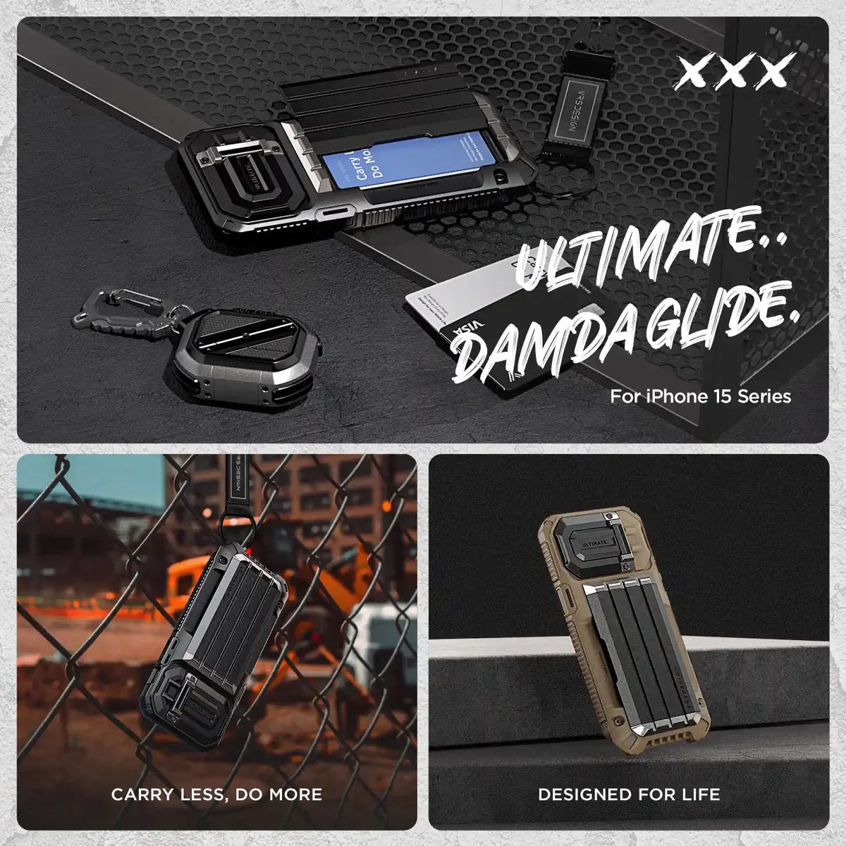 VRS รุ่น Damda Glide Ultimate - เคส iPhone 15 Pro Max - สี Khaki