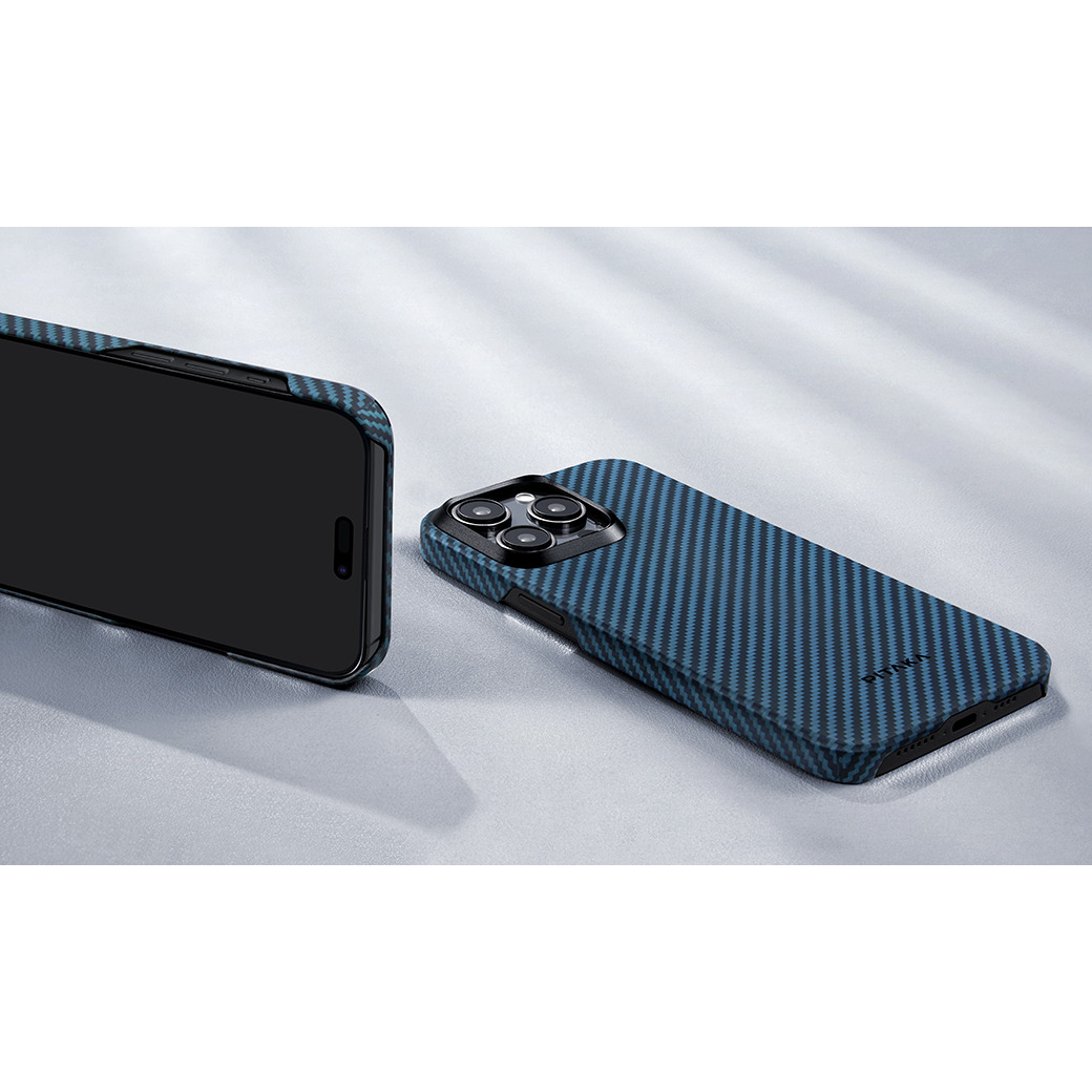 Pitaka รุ่น MagEZ Case 4 (1500D) - เคส iPhone 15 Pro Max - สี Black/Blue Twill