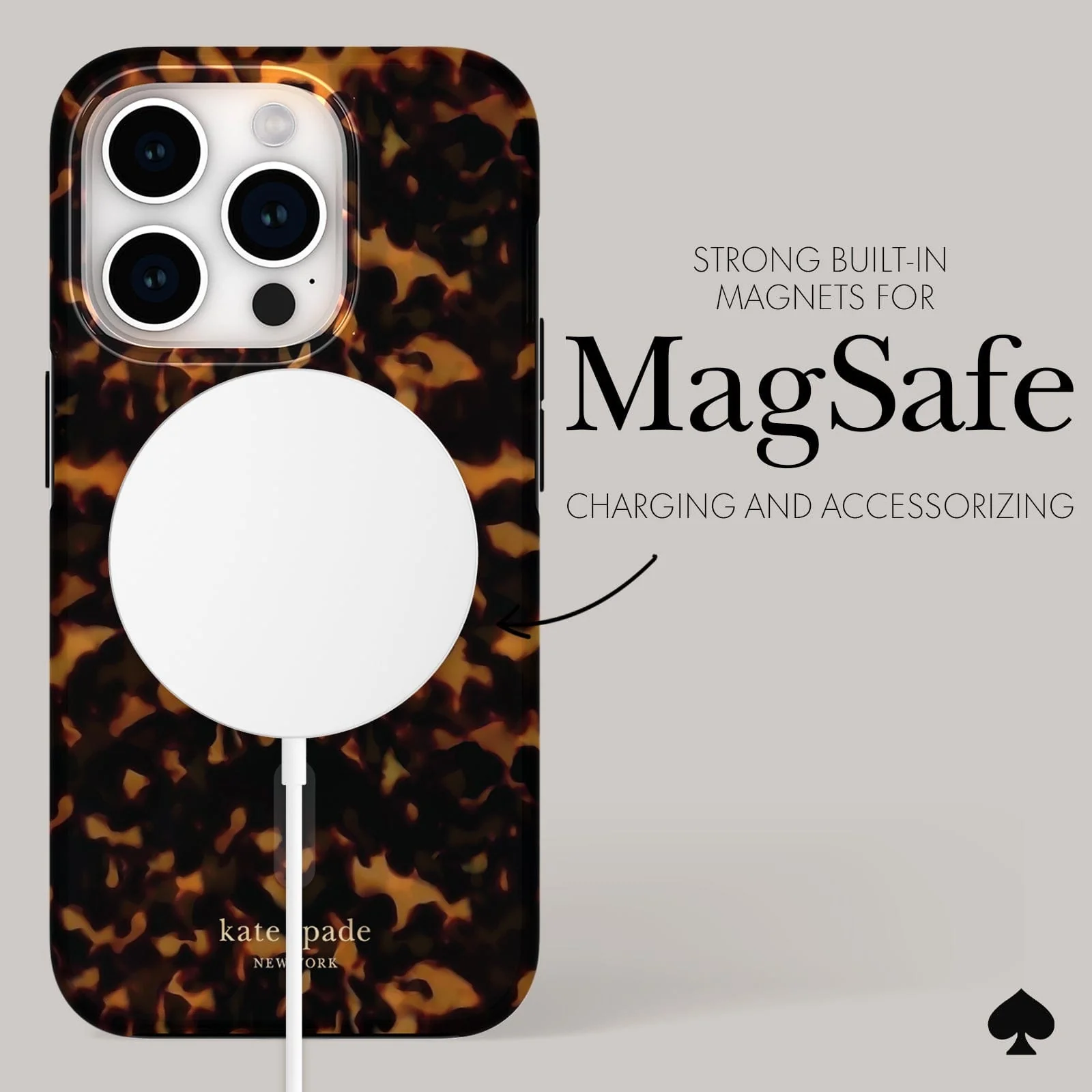 Kate Spade รุ่น Protective Case with MagSafe - เคส iPhone 15 Pro - สี Transparent Tortoise