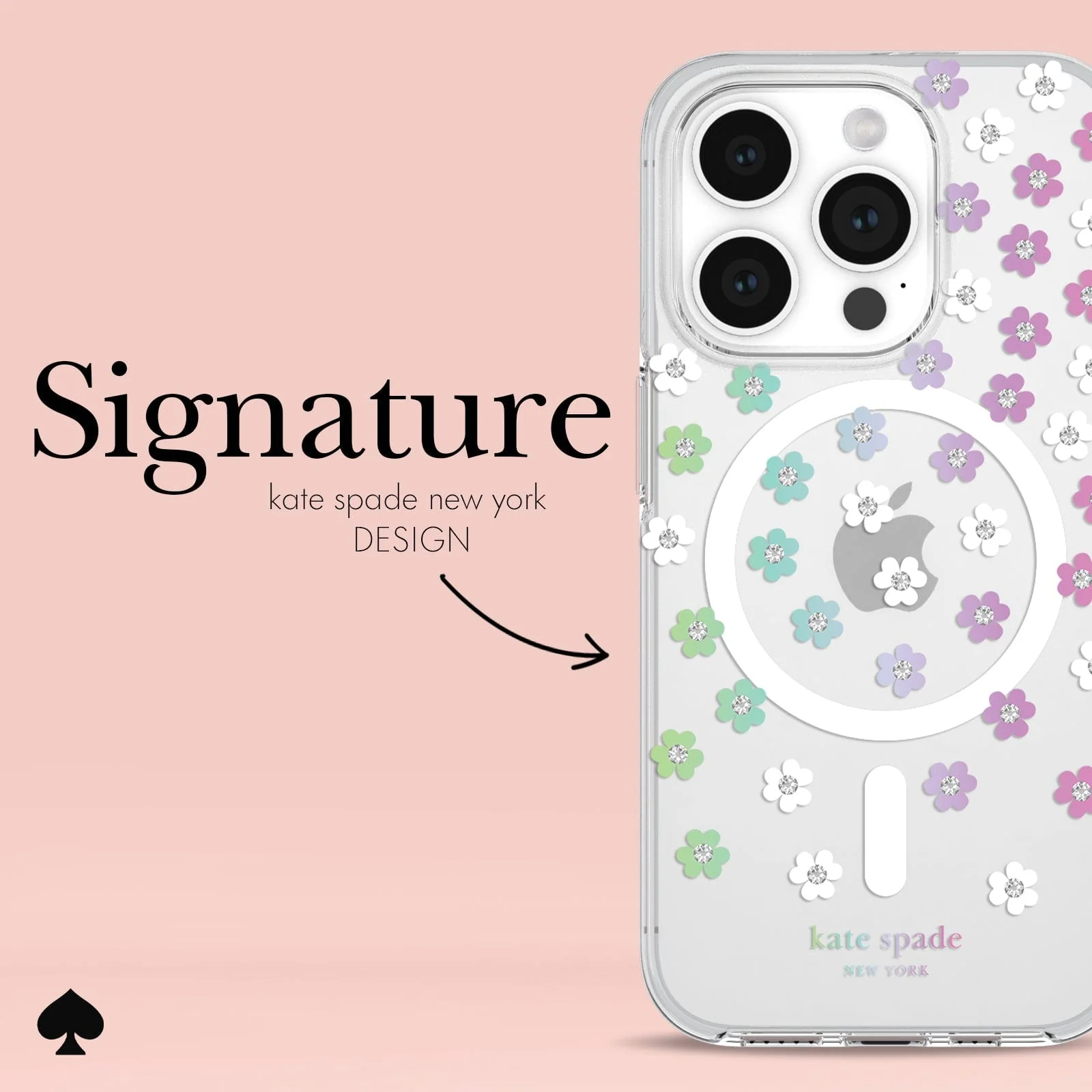 Kate Spade รุ่น Protective Case with MagSafe - เคส iPhone 15 Pro - สี Scattered Flowers