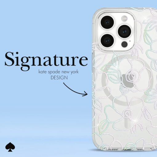 Kate Spade รุ่น Protective Case with MagSafe - เคส iPhone 15 Pro - สี Modern Floral Silver - Image 6