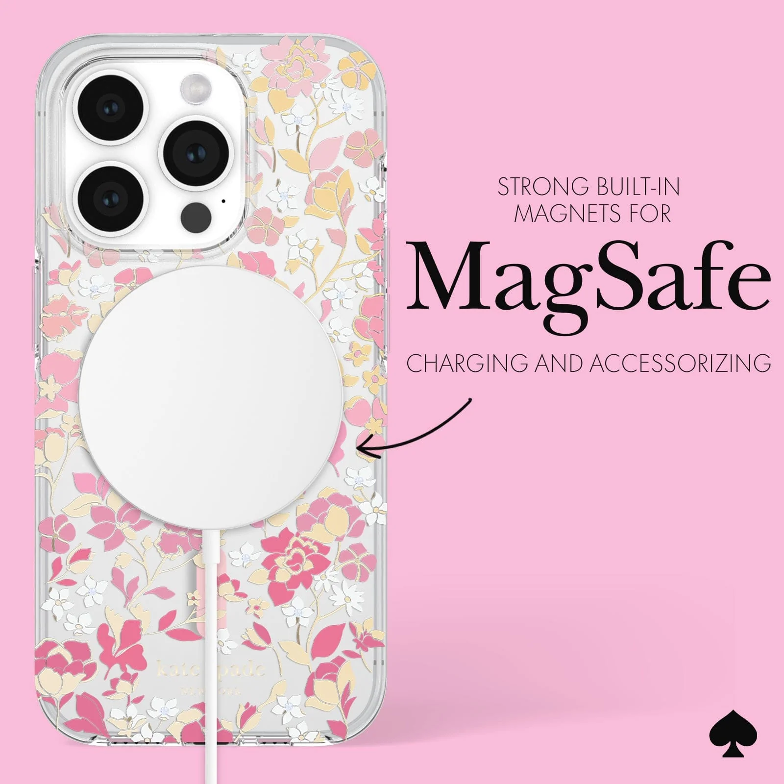 Kate Spade รุ่น Protective Case with MagSafe - เคส iPhone 15 Pro - สี Flowerbed Pink Ombre