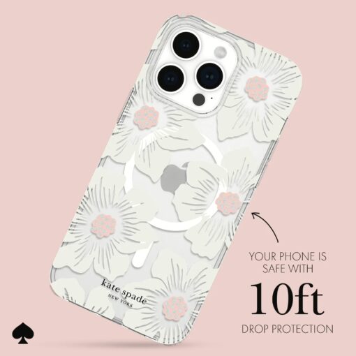 Kate Spade รุ่น Protective Case with MagSafe - เคส iPhone 15 Pro Max - สี Hollyhock Cream - Image 6