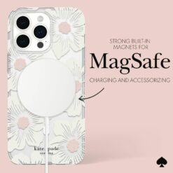 Kate Spade รุ่น Protective Case with MagSafe - เคส iPhone 15 Pro Max - สี Hollyhock Cream