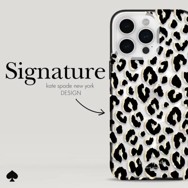 Kate Spade รุ่น Protective Case with MagSafe - เคส iPhone 15 Pro Max - สี City Leopard Black