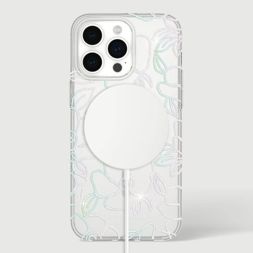 Kate Spade รุ่น Protective Case with MagSafe - เคส iPhone 15 Pro Max - สี Modern Floral Glitter Silver - Image 2