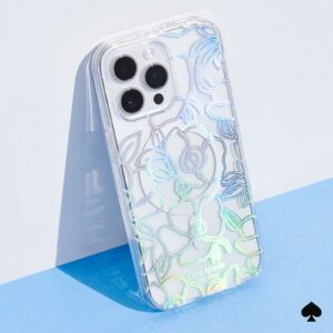 Kate Spade รุ่น Protective Case with MagSafe - เคส iPhone 15 Pro Max - สี Modern Floral Glitter Silver