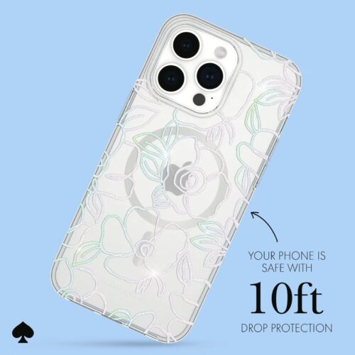 Kate Spade รุ่น Protective Case with MagSafe - เคส iPhone 15 Pro Max - สี Modern Floral Glitter Silver - Image 6