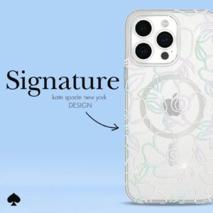 Kate Spade รุ่น Protective Case with MagSafe - เคส iPhone 15 Pro Max - สี Modern Floral Glitter Silver