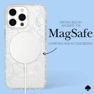Kate Spade รุ่น Protective Case with MagSafe - เคส iPhone 15 Pro Max - สี Modern Floral Glitter Silver