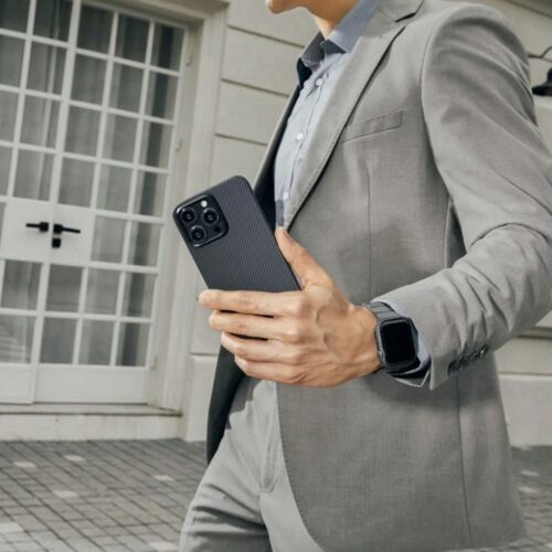 Pitaka รุ่น MagEZ Case 4 (600D) - เคส iPhone 15 Pro Max - สี Black/Grey Twill - Image 6