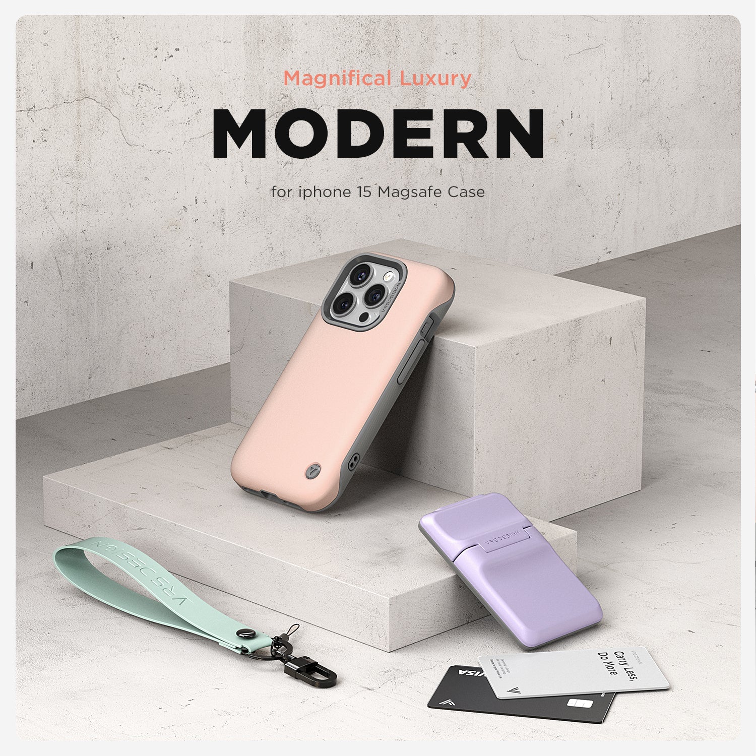 VRS รุ่น Magsafe Terra Guard Modern - เคส iPhone 15 Pro Max - สี Pink Sand
