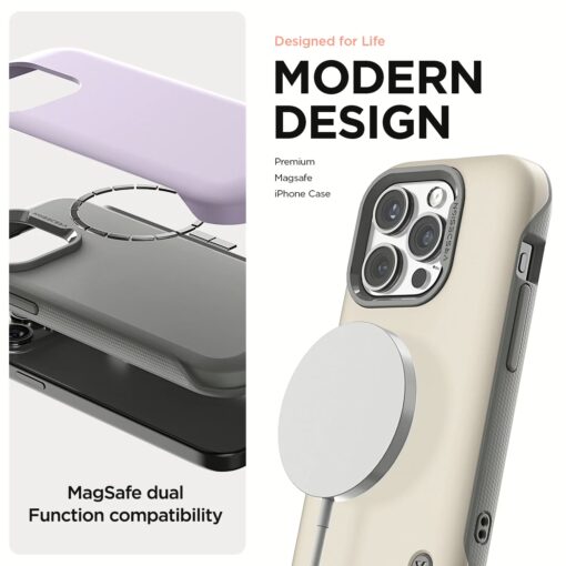 VRS รุ่น Magsafe Terra Guard Modern - เคส iPhone 15 Pro Max - สี Sand Stone Grey - Image 3