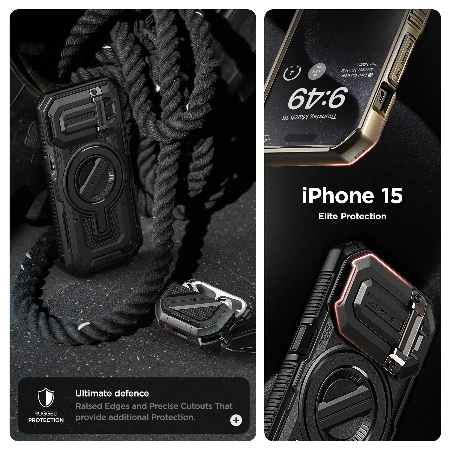 VRS รุ่น Magsafe Terraguard Ultimate - เคส iPhone 15 Pro - สี Black