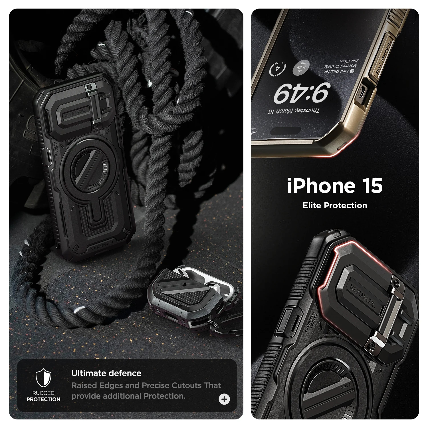 VRS รุ่น Magsafe Terraguard Ultimate - เคส iPhone 15 Pro Max - สี Black
