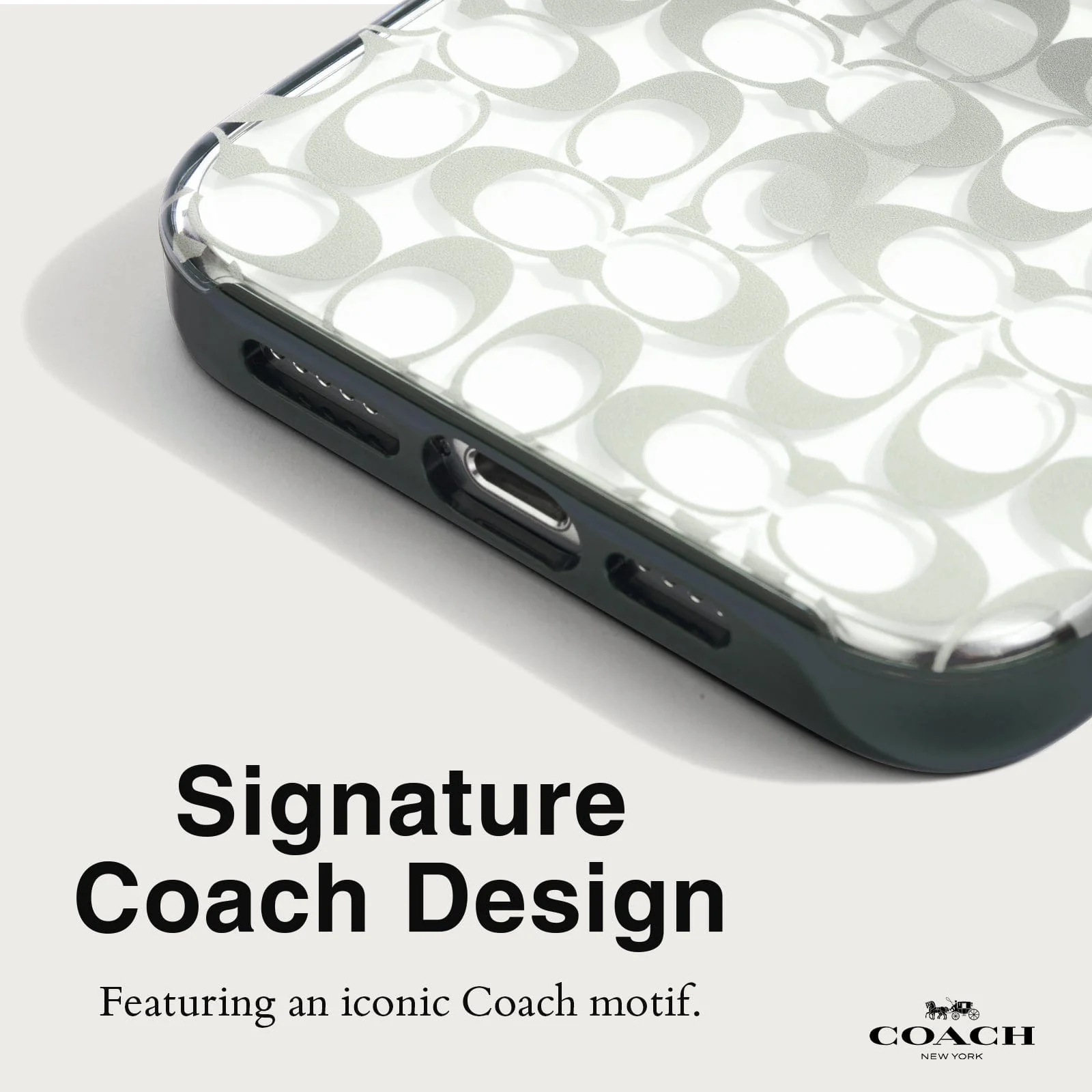 Coach รุ่น Protective with MagSafe - เคส iPhone 15 Pro - ลาย Signature C Ombre Deep Forest