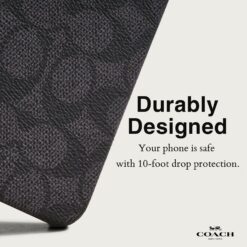 Coach รุ่น Slim Wrap - เคส iPhone 15 Pro Max - ลาย Signature C Charcoal