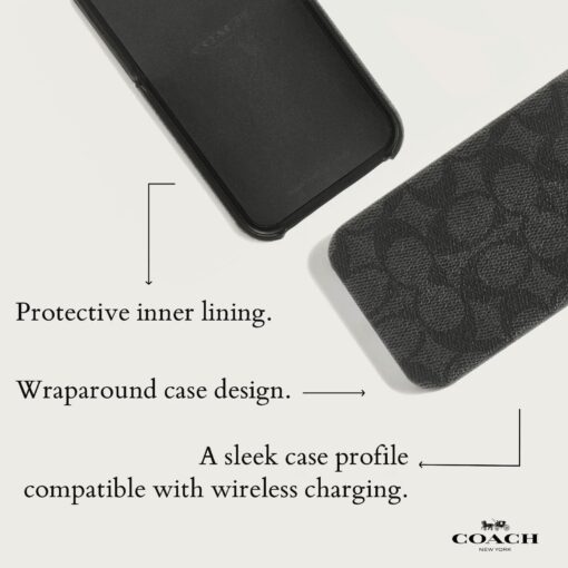 Coach รุ่น Slim Wrap - เคส iPhone 15 Pro Max - ลาย Signature C Charcoal - Image 5