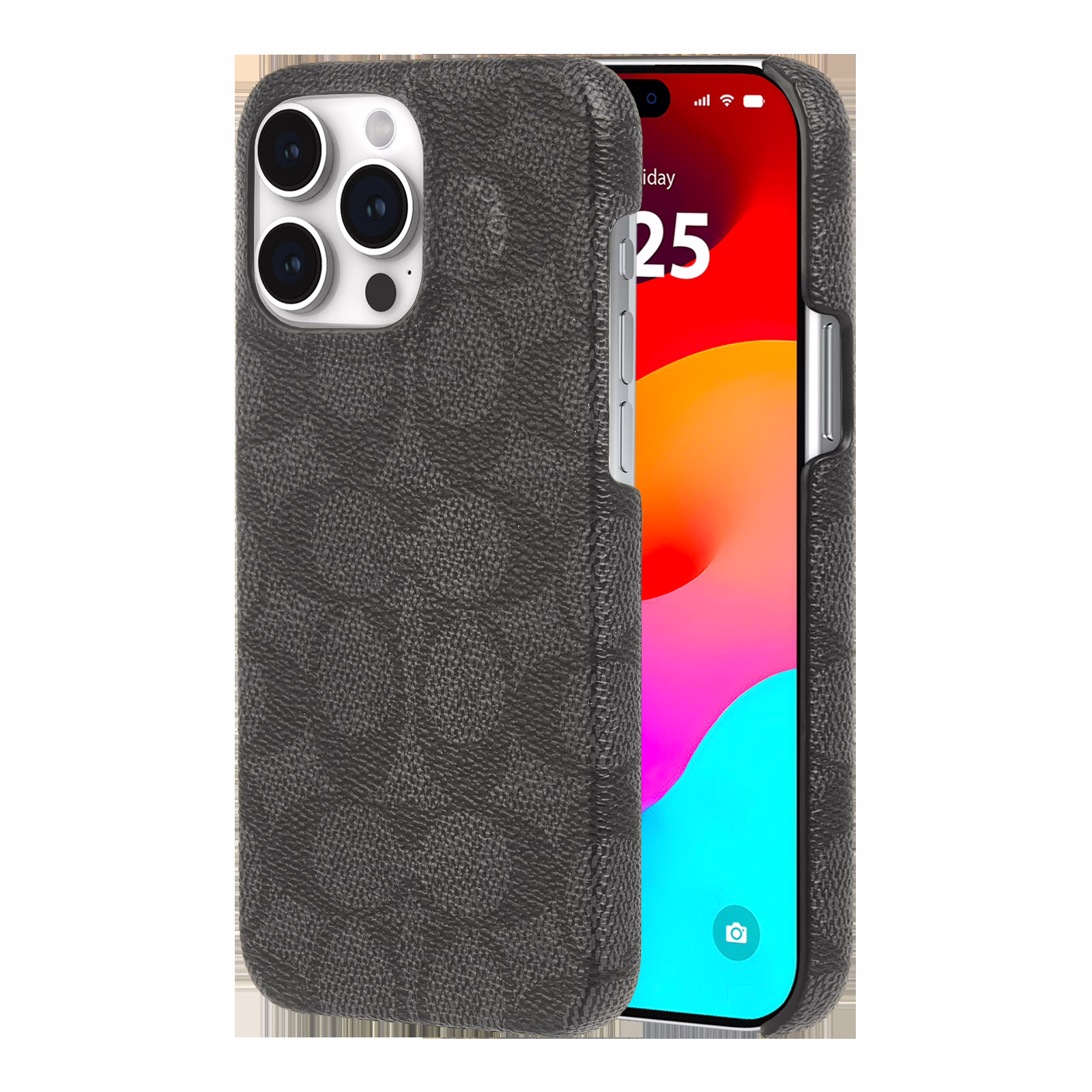 Coach รุ่น Slim Wrap - เคส iPhone 15 Pro Max - ลาย Signature C Charcoal