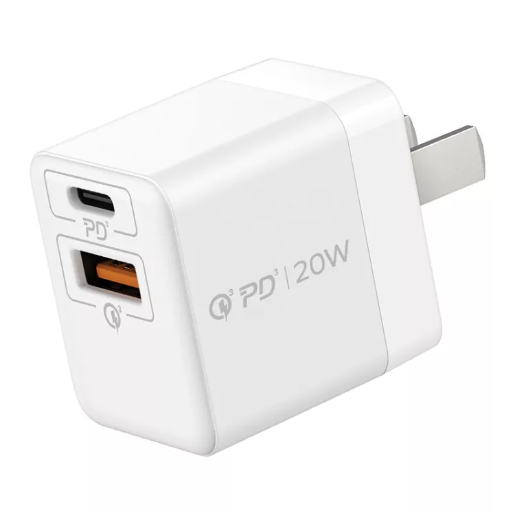 Momax หัวชาร์จ รุ่น ONE Plug อแดปเตอร์ 2 พอร์ต Type-C + USB Fast Charge 20W - สี White